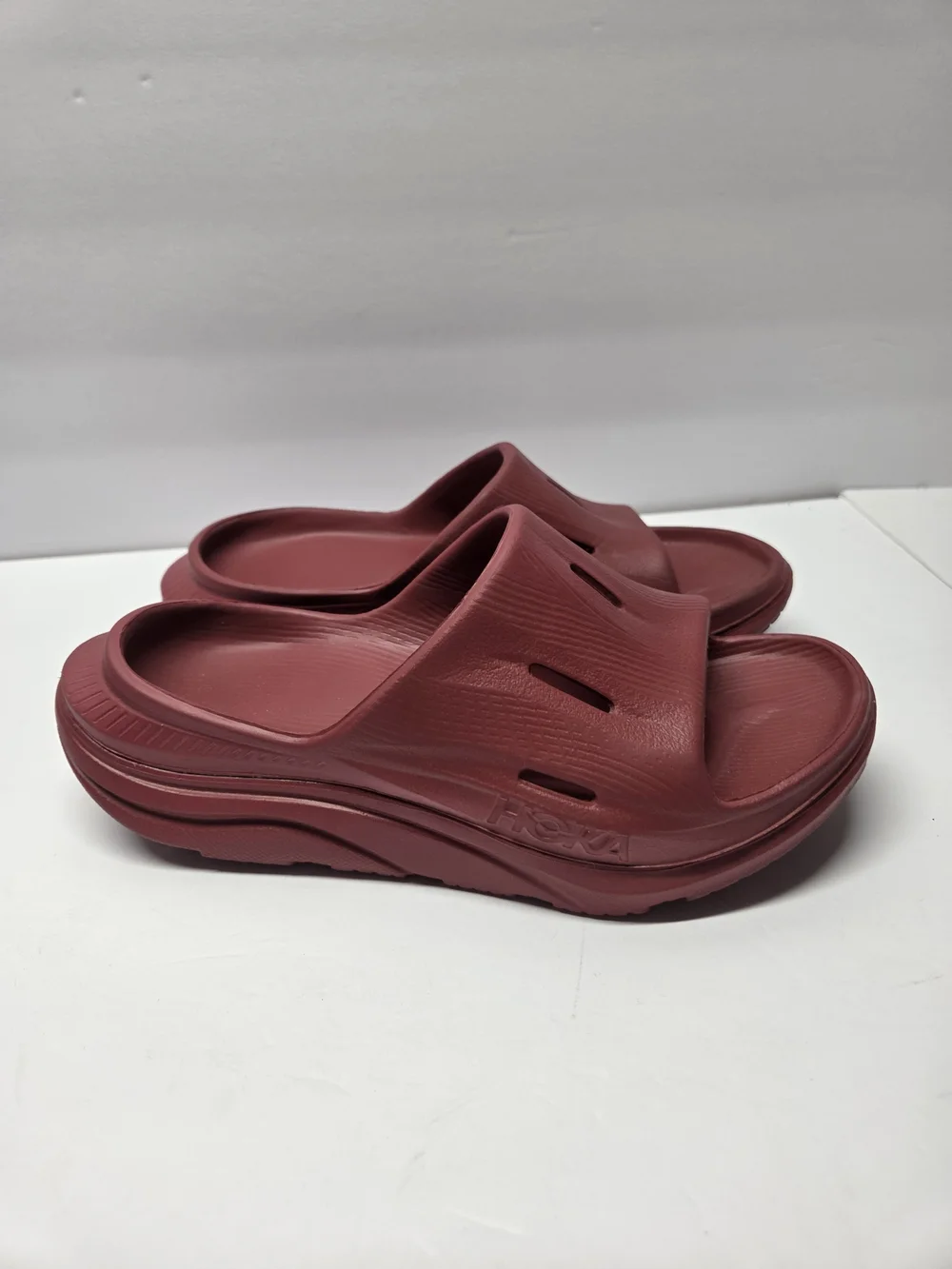 Hoka Burgundy Slip-On Slide Sandals